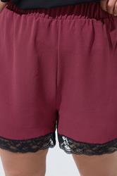 LIMITED COLLECTION Plus Size Burgundy Red Lace Trim Shorts | Yours Clothing 4