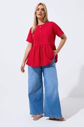 LIMITED COLLECTION Plus Size Red Peplum Top | Yours Clothing 1