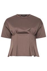 LIMITED COLLECTION Curve Mocha Brown Cinched Waist T-Shirt