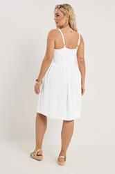YOURS Plus Size White Crochet Crinkle Mini Dress | Yours Clothing 4