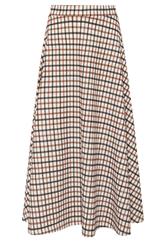 PixieGirl Petite Natural Brown Check Maxi Skirt