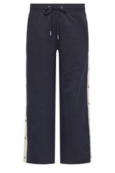PixieGirl Petite Women's Navy Blue Side Popper Wide Leg Joggers | PixieGirl 5