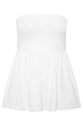 YOURS Curve White Peplum Bandeau Top