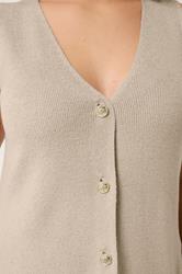 YOURS Plus Size Natural Brown Knitted Waistcoat | Yours Clothing 4