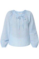 M&Co Petite Light Blue Dobby Tie Neck Blouse | M&Co 5
