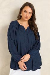 EVANS Plus Size Navy Blue Floral Embroidered Blouse | Evans 1