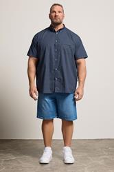 KAM Big & Tall Navy Blue Geo Print Shirt | BadRhino 1