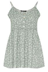 YOURS Plus Size Sage Green Floral Peplum Vest Top | Yours Clothing 5