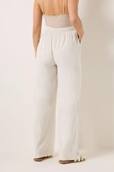 LTS Tall Women's Maternity Cream Wide Leg Linen Trousers | Long Tall Sally 2