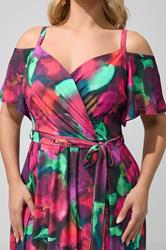 YOURS LONDON Plus Size Red & Purple Abstract Floral Print Maxi Dress | Yours Clothing 4