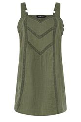 YOURS Curve Green Crochet Insert Vest Top