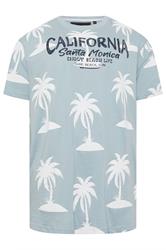 KAM Big & Tall Light Blue Palm Print T-Shirt