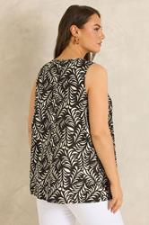 EVANS Plus Size Brown Leaf Print Linen Vest Top | Evans 6