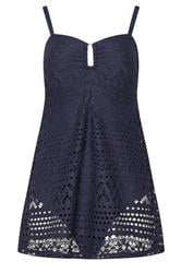 LTS Tall Navy Blue Crochet Swimskirt