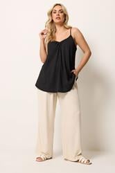 YOURS Plus Size Black Gathered Swing Cami Top | Yours Clothing 1
