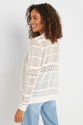 M&Co Cream Open Front Crochet Cardigan | M&Co 4