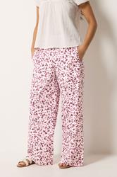 PixieGirl Petite Women's Pink Animal Print Wide Leg Trousers | PixieGirl  1