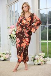 YOURS LONDON Plus Size Brown Floral Mesh Maxi Dress | Yours Clothing 3