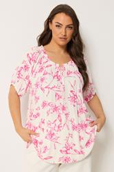 YOURS Plus Size Pink Floral Bardot Top | Yours Clothing 3