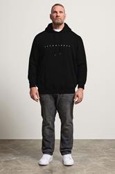Jack & Jones Big & Tall Black Slogan Hoodie | BadRhino 1