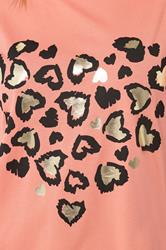YOURS Plus Size Light Orange Leopard Heart T-Shirt | Yours Clothing 4
