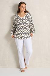 EVANS Plus Size Black Wave Stitch V-Neck Jumper | Evans 1