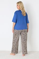 YOURS Plus Size Blue & Leopard Print 'Ibiza' Pyjama Set | Yours Clothing 2