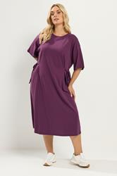 YOURS Plus Size Purple Front Tie Midi Dress | Yours Clothing 1