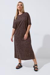LIMITED COLLECTION Plus Size Chocolate Brown Leopard Maxi Dress | Yours Clothing 3