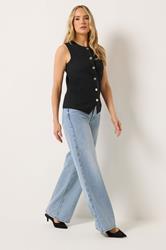 LTS Tall Women's Black Button Vest Top | Long Tall Sally 2