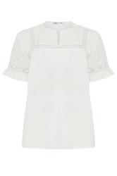 M&Co Ivory White Embroidered Cotton Ruffle Top