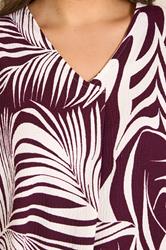 EVANS Plus Size Berry Red Palm Leaf Pleat Front Top | Evans  4