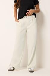 PixieGirl Petite Women's Ivory White Formal Wide Leg Trousers | PixieGirl 2
