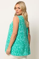 YOURS Plus Size Green Contrast Stitch Vest Top | Yours Clothing 2