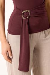 Burgundy Red Belted Buckle Top 4