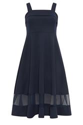 YOURS LONDON Plus Size Navy Blue Mesh Insert Dress | Yours Clothing 6