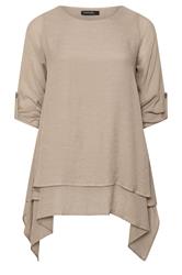 EVANS Plus Size Natural Brown Double Layer Blouse | Evans 1