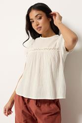 PixieGirl Petite Women's White Crochet Crinkle Top | PixieGirl 2