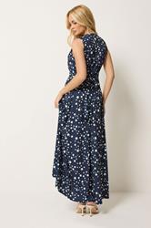 M&Co Navy Blue Polka Dot Twist Front Maxi Dress | M&Co 2