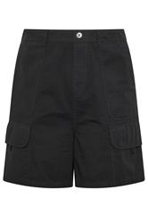 YOURS Plus Size Black Poplin Cargo Shorts | Yours Clothing 5