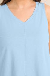 EVANS Curve Blue Premium Cotton Vest Top | Evans 4