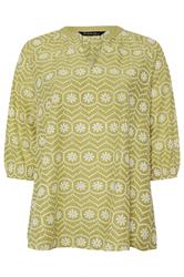 EVANS Plus Size Chartreuse Green Cotton Broderie Blouse | Evans 5