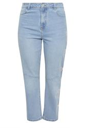 LIMITED COLLECTION Plus Size Blue Bow Barrel Leg Jeans | Yours Clothing 6