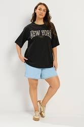 YOURS Plus Size Black 'New York' Leopard T-Shirt | Yours Clothing 1