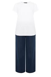 YOURS Plus Size Navy Blue Sweatshirt Jogger & T-Shirt Set | Yours Clothing 8