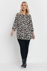 YOURS Plus Size White Leopard Print Blouse | Yours Clothing 1