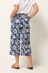 M&Co Petite Navy Blue Floral Linen Culottes | M&Co 4
