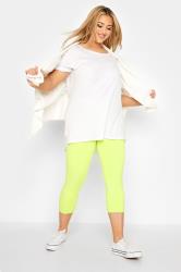 YOURS FOR GOOD Plus Size Lime Green Cropped Leggings