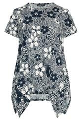 YOURS Curve Black Floral Hanky Hem Top