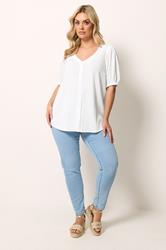 YOURS Plus Size White Textured Blouse | Yours Clothing 1